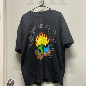 Worlds Littest Large Black Shirt with Graphic Design "Better" Washed Tag